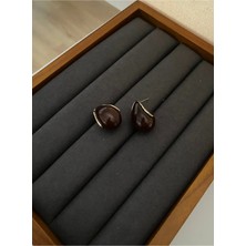 Vip Gold Kahverengi Damla Taş Model Küpe