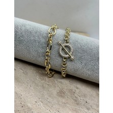 Vip Gold 2’li Kombin Şık Model Kararmaz Çelik Bileklik 17+2 cm
