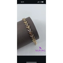 Xuping Gold V Model Taşlı Kararmaz Çelik Bileklik
