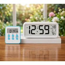 Mr LED Ekranlı Dijital Masa Saati & 2 Alarm  Kademeli Kronometre Seti – Alarm, Tarih, Sıcaklık Göstergeli Modern Masa Saat Seti