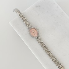 Vesce Atelier Kadran Taşlı Gümüş Saat Pembe