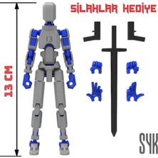 SYK Design Robot 13 Dummy Gri Mavi Aksiyon Figürü Oyuncak Tüm Eklemleri Hareketli Hediyelik