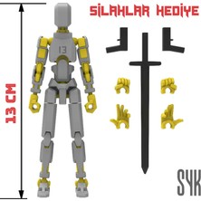 SYK Design Robot 13 Dummy Gri Sarı Tüm Eklemleri Hareketli Aksiyon Figürü Oyuncak