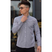 Atk Giyim Atkgiyim Erkek Slim Fit Çizgili Interlok Pamuklu Gömlek - 6 Renk Seçeneği Lacivert Beyaz Beyaz Lacivert Beyaz Siyah   Mavi Beyaz