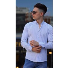 Atk Giyim Atkgiyim Erkek Slim Fit Çizgili Interlok Pamuklu Gömlek - 6 Renk Seçeneği Lacivert Beyaz Beyaz Lacivert Beyaz Siyah   Mavi Beyaz