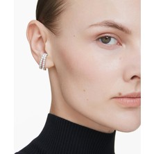 Swarovski Matrix Earcuff Yuvarlak Kesim Beyaz Rodyum Kaplama