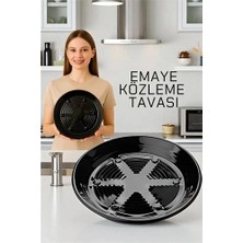 Luord - Store Mey Ithalat® Emaye Közleme Tavası 31 cm - Fırına Uyumlu - Delikli Izgara Yüzeyli, Parlak Siyah 722068