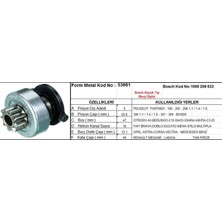 Form Metal Marş Dişlisi 9 Diş 10 Kanal Bosch Tipi Peugeot Partner 106 206 306 Cıtroen Berlıngo Saxo Tam Freze  Ds=9 Dkç=25,8 Boy=47,5 Ks=10 Bdç=12 Gç=46,5 (1 Ad )