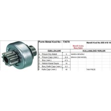 Form Metal Marş Dişlisi 9 Diş 10 Kanal Marellı Tipi Fıat Marea Benzınlı Brava 00 Tam Freze  Ds=9 Dkç=25,6 Boy=47,7 Ks=10 Bdç=12 Gç=48,3 (1 Ad )