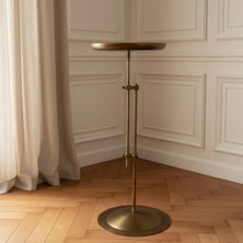 Ottolamp Antik Pirinç Eskitme Ayarlanabilir Yan Sehpa Metal Dekoratif Sehpa 65-80 cm
