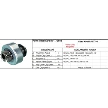 Form Metal Marş Dişlisi 8 Diş 5 Kanal Valeo Tipi Renault Clıo Kangoo Laguna Megane R9 R11 R12 Freze Az Icte  Ds=8 Dkç=23,9 Boy=44 Ks=5 Bdç=11 Gç=46,5 (1 Ad )