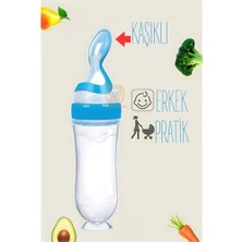 Luord - Store Mey Ithalat® Kaşıklı Mama Silikon Biberon Erkek Bebek Besleyici 719715