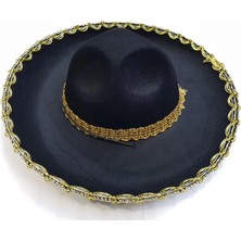 Luord - Store Mey Ithalat®  Altın Renk Şeritli Meksika Mariachi Latin Şapkası 55 cm Çocuk