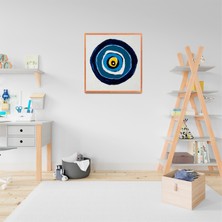 Galeri Mavi Nazar Boncuğu Özgün Akrilik Tablo | 40X40 cm | Vernikli | Çerçevesiz | El Yapımı