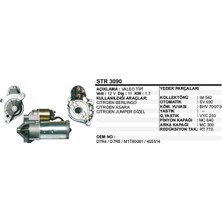 Dodo Marş Motoru 11 Diş 12V D7R Cıtroen Berlıngo-Xsara-Jumper Dizel  Valeo Tip (1 Ad )