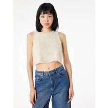Koton Kolsuz Bisiklet Yaka Püsküllü Crop Bluz