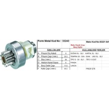 Form Metal Marş Dişlisi 9 Diş 6 Kanal Mako Tipi Tofas Dogan Kartal Slx Fıat Tempra Uno Tıpo Panda Freze Içte  Ds=9 Dkç=25,5 Boy=64 Ks=6 Bdç=11,6 Gç=44,5 (1 Ad )