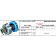 Form Metal Marş Dişlisi 10 Diş 6 Kanal Mako Tipi Anadol 1,6 Ford Taunus Sıerra Caprı Transıt 1,6 Freze Içte  Ds=10 Dkç=27 Boy=71 Ks=10 Bdç=11,6 Gç=44,5 (1 Ad )