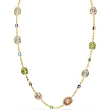 Swarovski Chroma Dizi Kolye Octagon Kesim Çok Renkli Altin Rengi Kaplama