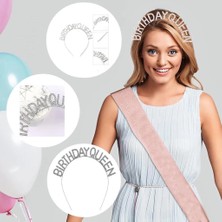 Luord - Store Mey Ithalat® Gümüş Renk Kristal Taşlı Parlak Birthday Queen Yazılı Kraliçe Taç 16X17 cm