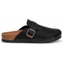 Sivarro Unisex Boston Parlak Siyah Kapalı Burun Terlik Rahat Taban Günlük Ev & Dış Mekan Konforlu Şehir Terliği