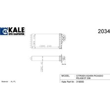Kale Kalorifer Radyatörü Peugeot 206 Kal. Al-Tup 1 Sıra Al+Pl Sistem (1 Ad )
