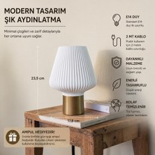 Modern Dekoratif Masa Lambası –beyaz, E14 Duy, 2m Kablolu, Minimal Gece Lambası, Şık Aydınlatma