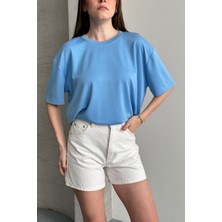 Balenbi Kadın Modal Bisiklet Yaka Basic Yarım Kollu T-Shirt 1211