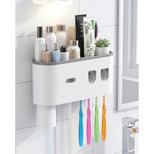 Luord - Store Mey Ithalat® Banyo Organizer Diş Fırçası Tutucu Çift Dispenserli Raflı Çekmeceli
