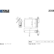 Kale Kalorifer Radyatörü Renault R19 Clıo-Kangoo-Megane-Scenıc 2 Sıra Bakır Borulu (1 Ad )
