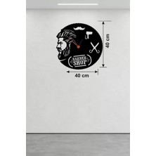 Mey Ithalat® Berber Kuaför Tasarım Ahşap Duvar Saati - 40X40 cm Berber Dekorasyonu