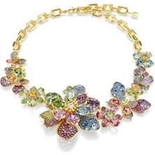 Swarovski Idyllia Kolye Karişik Kesim Pavé Çiçek Çok Renkli Altin Rengi Kaplama