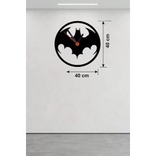 Mey Ithalat® Batman Yarasa Logolu Ahşap Duvar Saati - 40X40 cm Dekoratif Dc Temalı