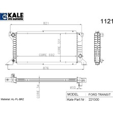 Kale Radyatör Ford Transıt T15/19 Ym. Turbo 1 Sıra Alüminyum Uzun Brazing Sistem (1 Ad )