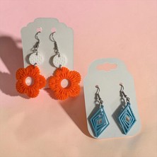 Major Hobi Geometrik ve Çiçek Figürlü Minimalist Küpe Seti - Modern El Yapımı Aksesuar Serisi