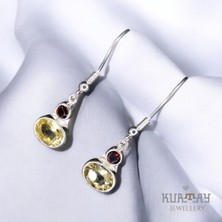 KURTAY JEWELLERY Citrine ve Garnet Taşlı Gümüş Küpe