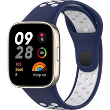 Renas Store Redmi Watch 3 Spor Delikli Kordon - Lacivert-Beyaz