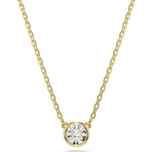 Swarovski Imber Kolye Round Cut Beyaz Altin Rengi Kaplama