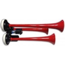 HİDO 24V Havalı Korna Kırmızı 3 Borulu Düz (1 Ad )