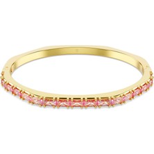 Swarovski Matrix Bangle Bileklik Baget Kesim Pembe Altin Rengi Kaplama M