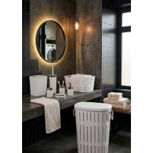 Buclee Vira 7 Parça Lüks Banyo Seti 65 Lt Çamaşır Sepeti + Çamaşır Selesi & 5’li Banyo Takımı Beyaz