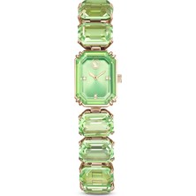 Swarovski Millenia Saat Octagon Cut Bileklik Yeşil Şampanya Altin Rengi Kaplama