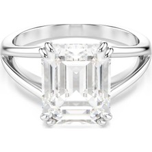 Swarovski Stilla Yüzük Octagon Kesim Beyaz Gümüş Renk Kaplama 50
