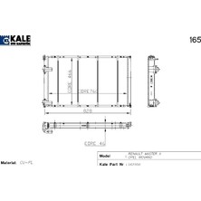 Kale Bakır Radyatör Renault Master 2.5 Tdi 2 Sıra Cu+Pl Sistem (1 Ad )