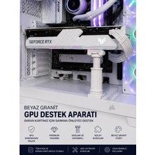 Flay 3D Ayarlanabilir Beyaz Granit Gpu Destek Aparatı - Ekran Kartı Tutucu | Sarkma Önleyici Stand - Gpu Support