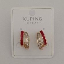 Xuping Kaliteli Paslanmaz Çelik Antialerjik Kırmızı Mineli Zirkon Taşlı Küpe