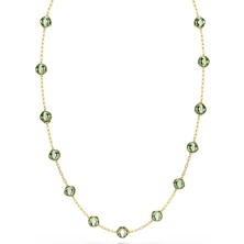Swarovski Chroma Dizi Kolye Octagon Kesim Yeşil Altin Rengi Kaplama