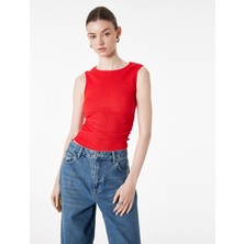 Koton Bürümcük Kumaş Dokulu Slim Fit Kolsuz Bisiklet Yaka Atlet