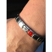 C&On Design Ay Yıldız Türk Bayrağı Atatürk Imzalı Italyan Charm Nomi Çelik • Sevgiliye • Eşe • Babaya • Bileklik