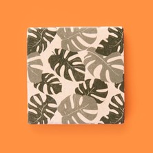 Matmel Kitchen Yapraklı Taş Bardak Altlığı - Renkli - 10X10 cm